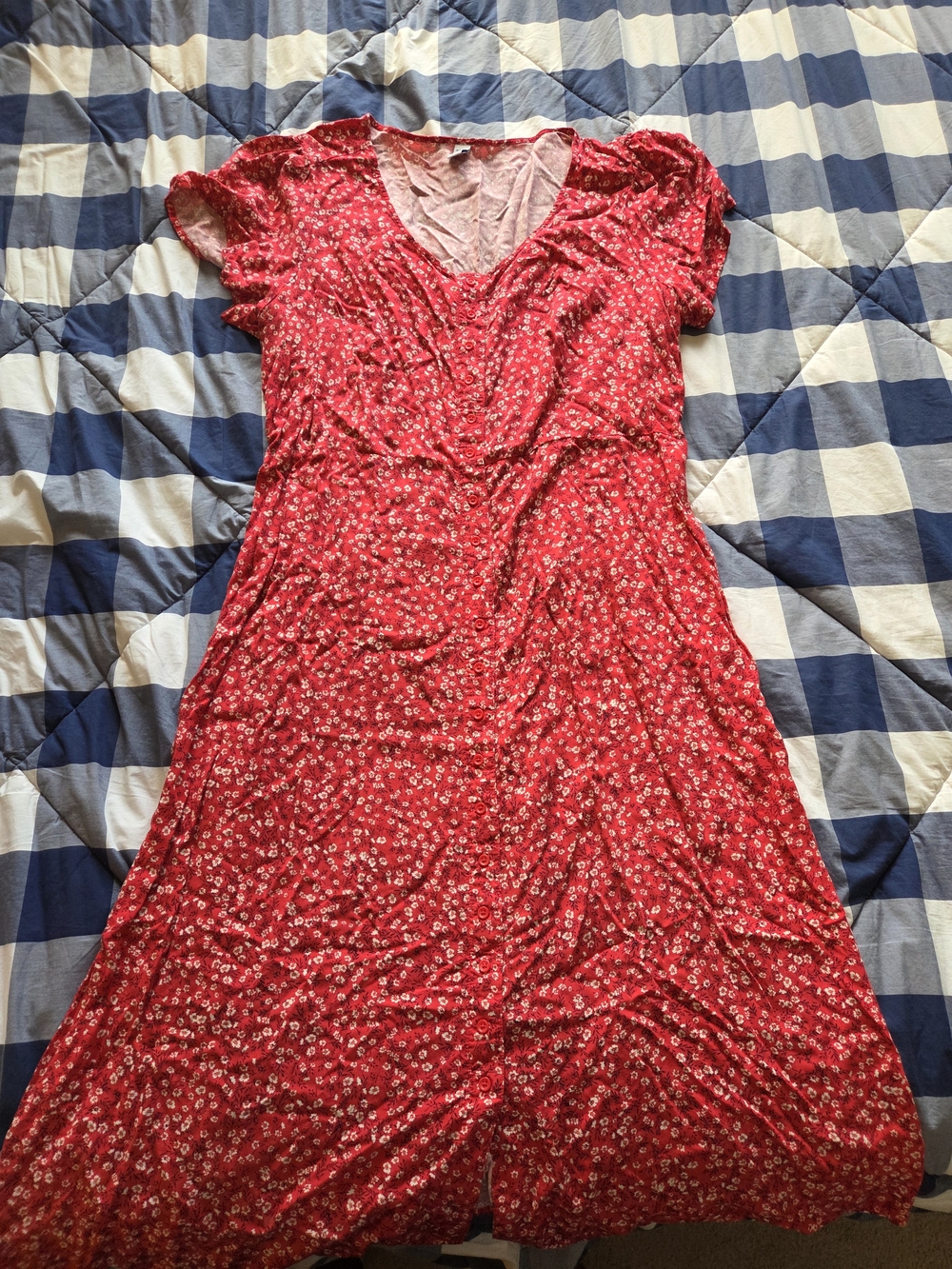 Women’s Red Floral V-Neck Dress 2x Plus Size-Old Navy